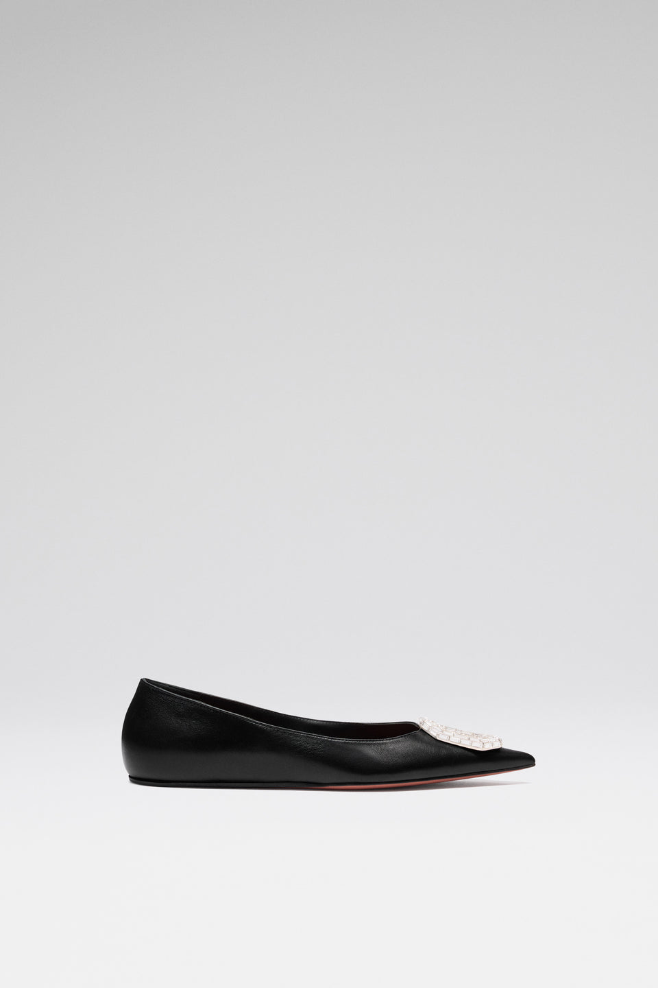 Camelia Flat Black Nappa And White Buckle