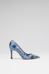 Camelia Pump 90 Blue Tweed And White Buckle