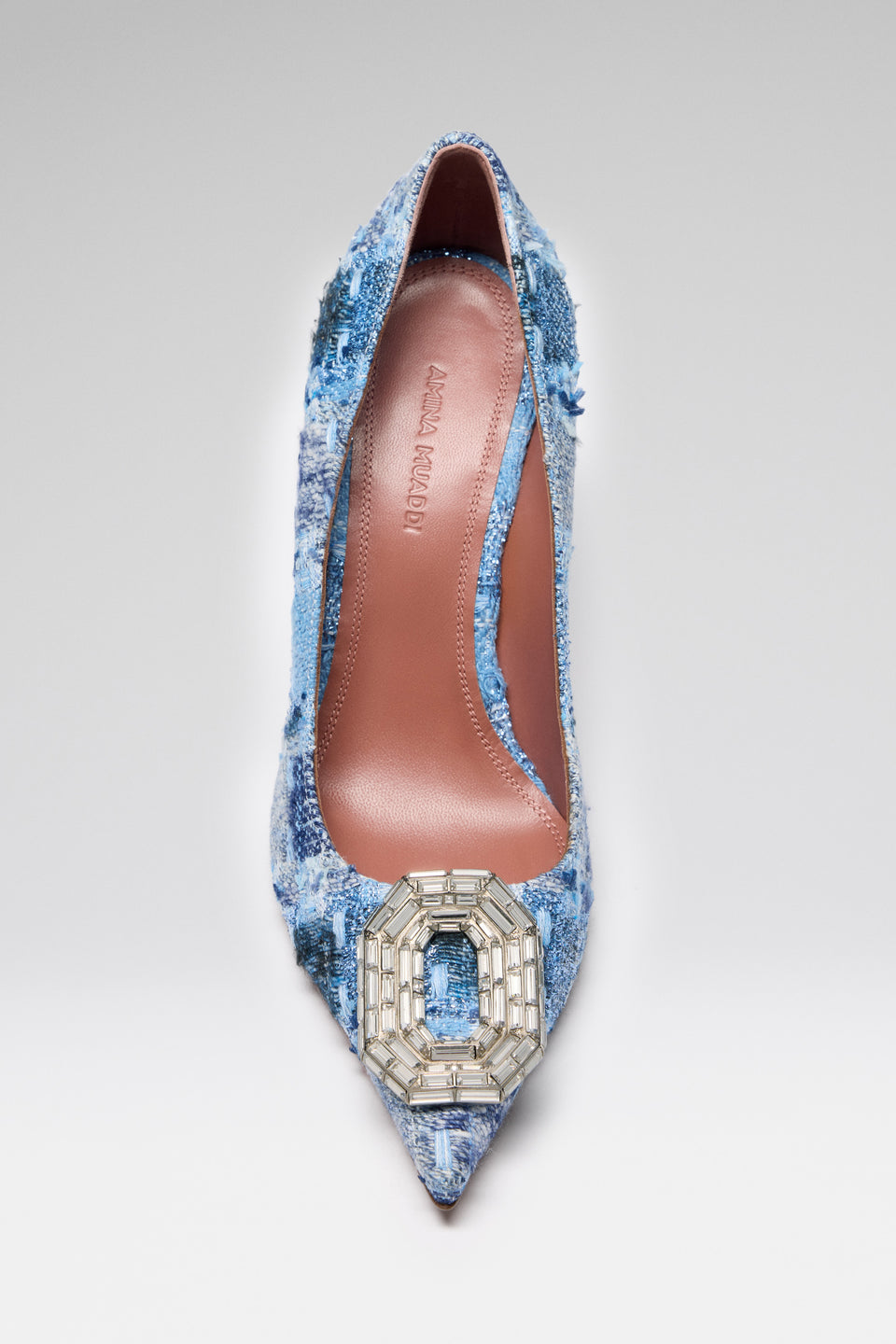 Camelia Pump 90 Blue Tweed And White Buckle