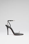 Diamante Sandal 105 Black Patent And White Crystals
