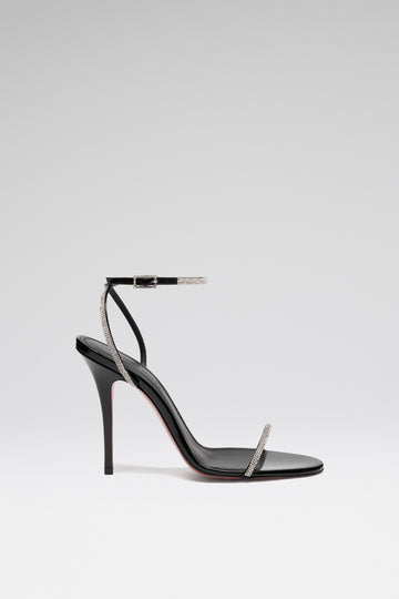 Diamante Sandal 105 Black Patent And White Crystals