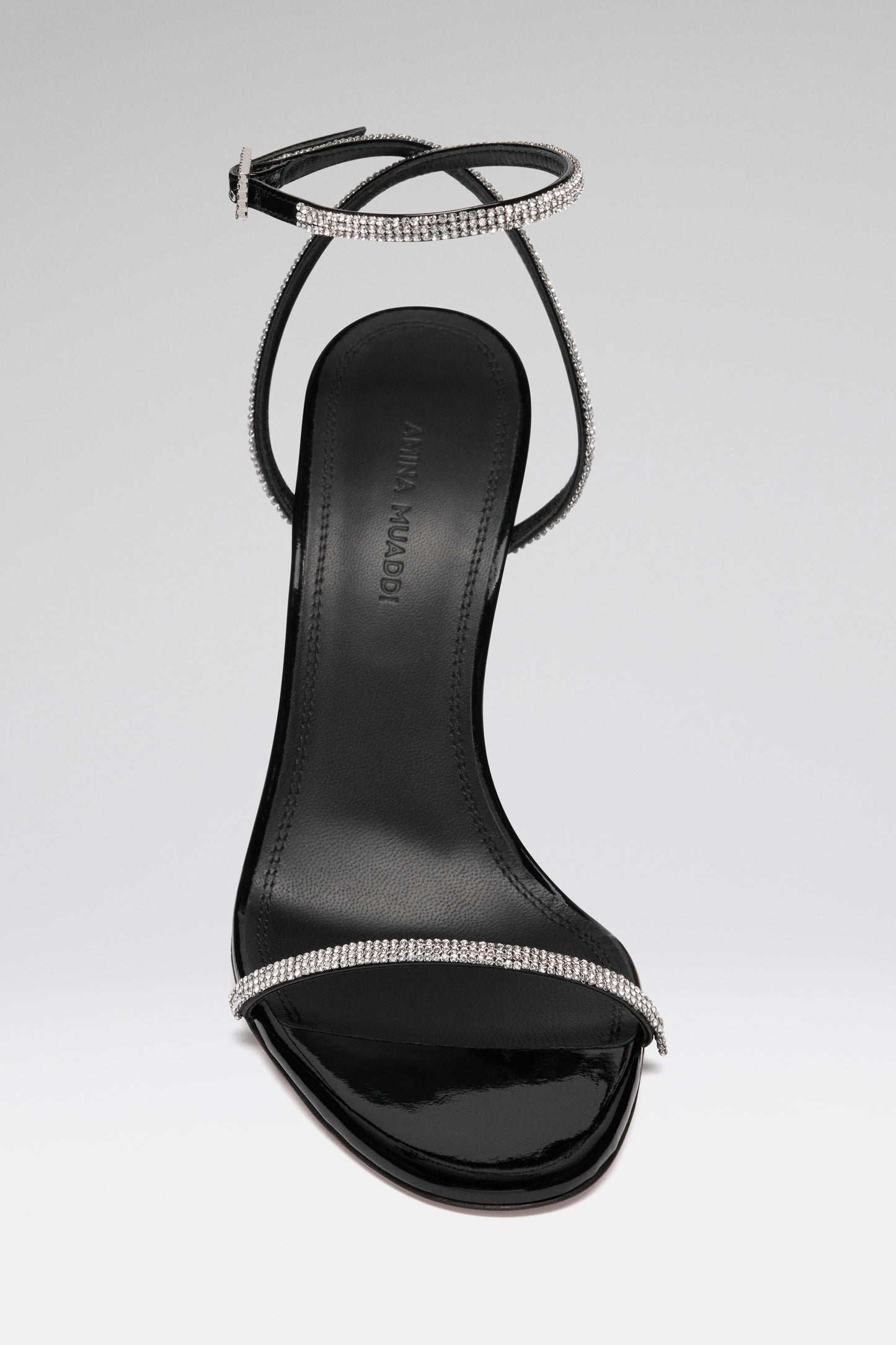 Diamante Sandal 105 Black Patent And White Crystals