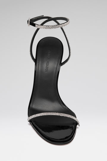 Diamante Sandal 105 Black Patent And White Crystals