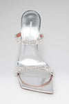 Diana Sandal 95 Silver Mirror And White Crystals