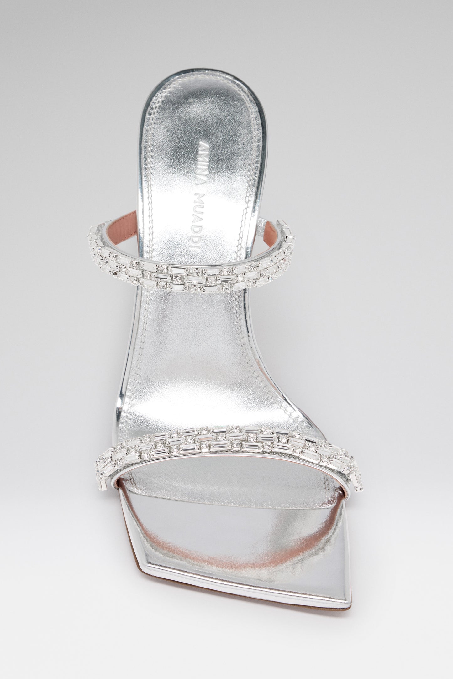 Diana Sandal 95 Silver Mirror And White Crystals
