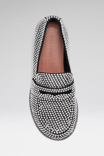 Tilda Crystal Loafer Black Suede And White Crystals