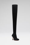 Veneda Stretch Thigh High Boot Black Fine Knit