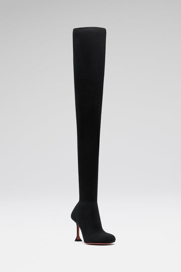 Veneda Stretch Thigh High Boot Black Fine Knit