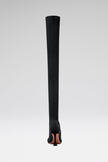 Veneda Stretch Thigh High Boot Black Fine Knit
