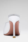 Camelia Mule 90 Silver Mirror And White Buckle