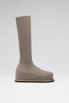 Veneda Stretch Boot Flatform Taupe Fuzzy Ribbed Knit