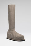 Veneda Stretch Boot Flatform Taupe Fuzzy Ribbed Knit