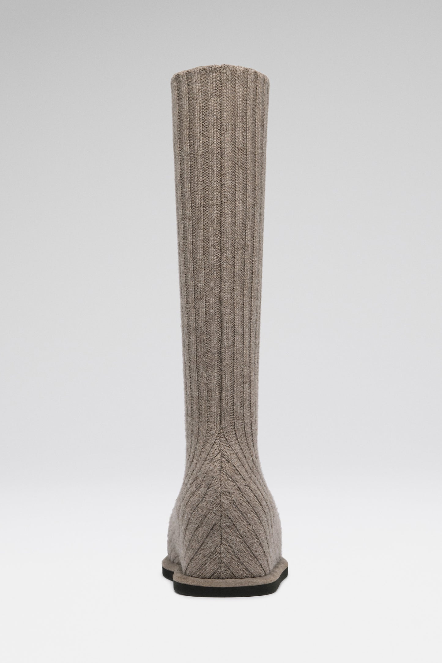 Veneda Stretch Boot Flatform Taupe Fuzzy Ribbed Knit