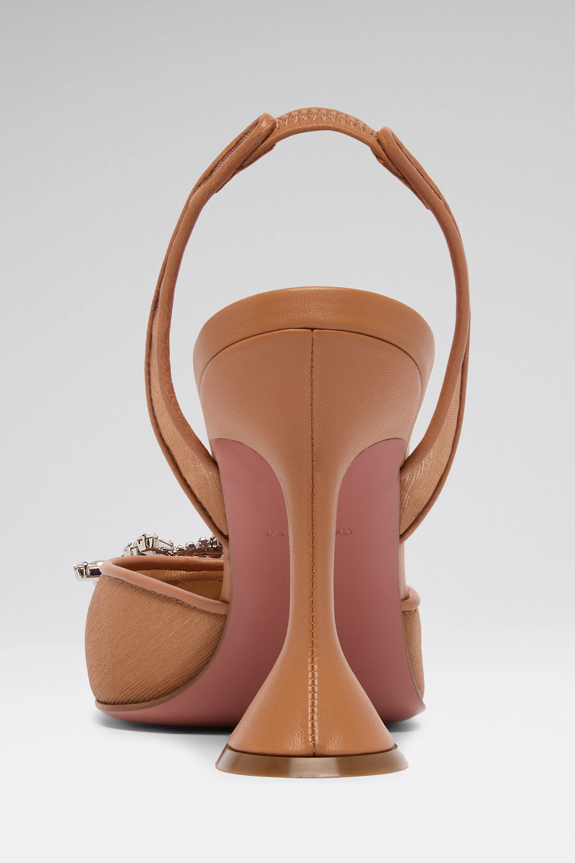 Begum 95 Latte Mesh Slingbacks | Amina Muaddi Luxury Shoes For Women