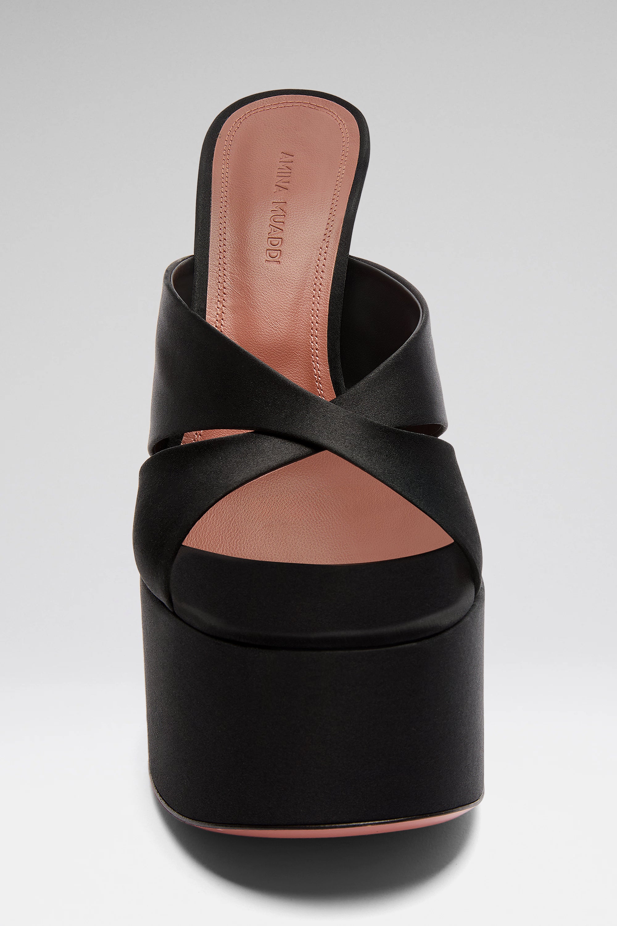 サンダル・ミュール AMINA MUADDI Black satin Salma mules SALMA SLIPPER