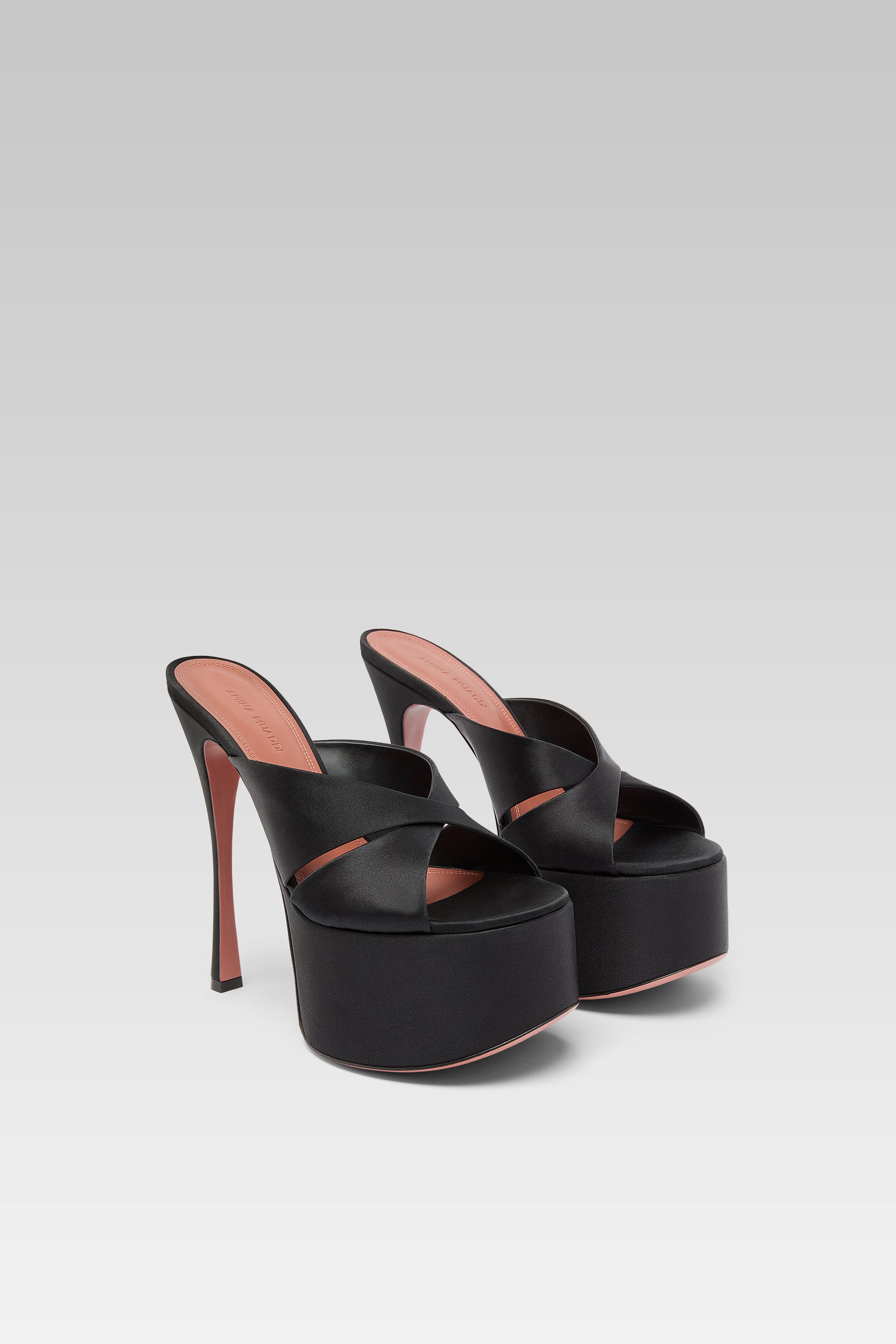 サンダル・ミュール AMINA MUADDI Black Satin Salma Mules SALMA SLIPPER