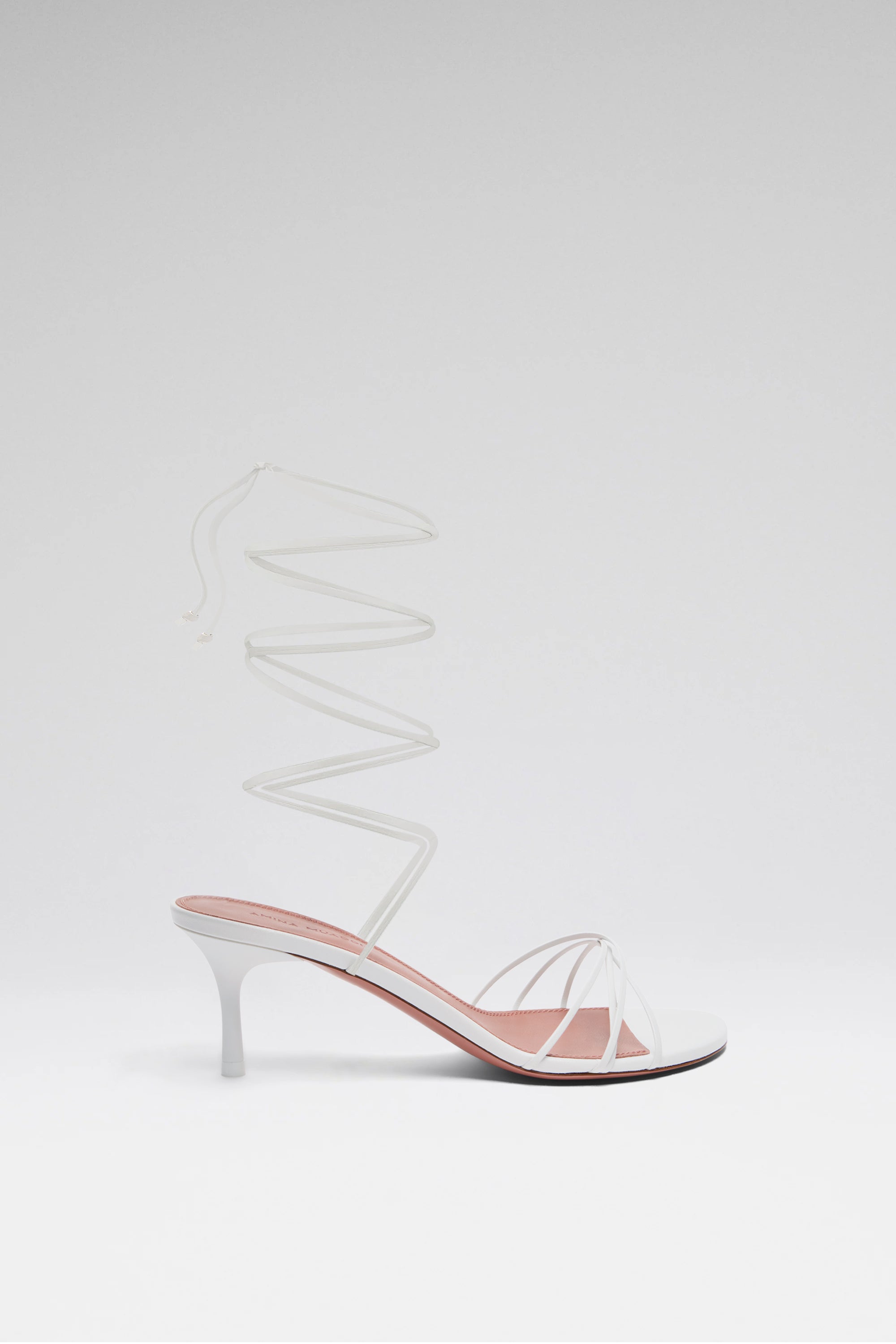 Lori 60 White Nappa Lace Up Sandals | Amina Muaddi Luxury Shoes