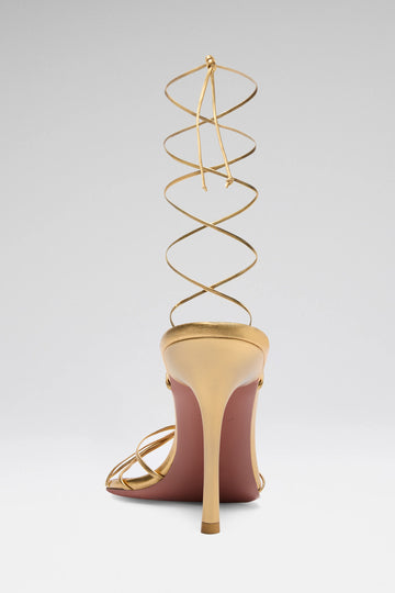 Lori Lace Up Sandal 95 Gold Metallic Nappa And Gold Shiny Heel
