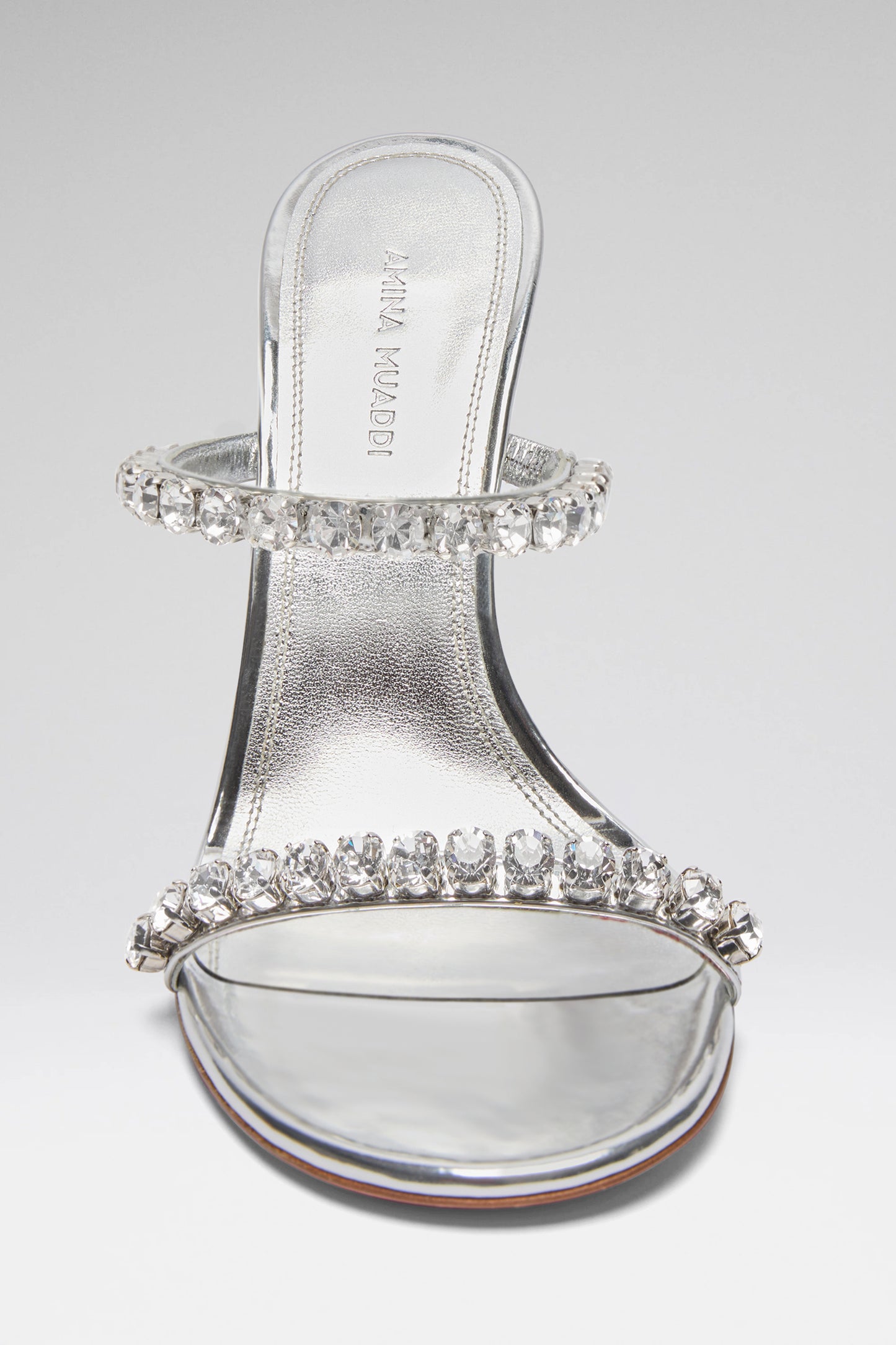 Gigi Slipper 95 Silver Mirror And White Crystals