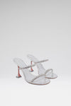 Gigi Slipper 95 Silver Mirror And White Crystals