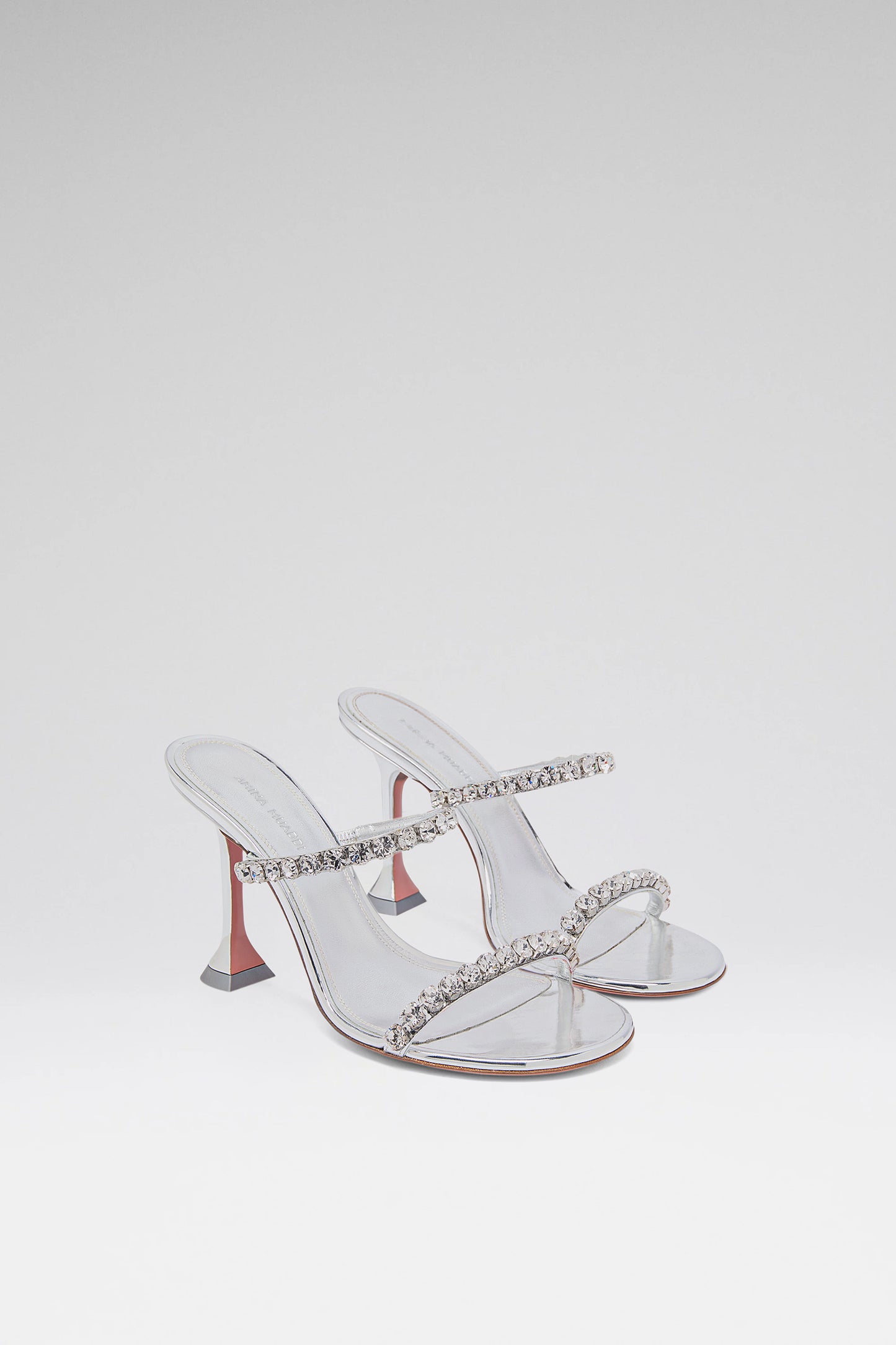 Gigi Slipper 95 Silver Mirror And White Crystals