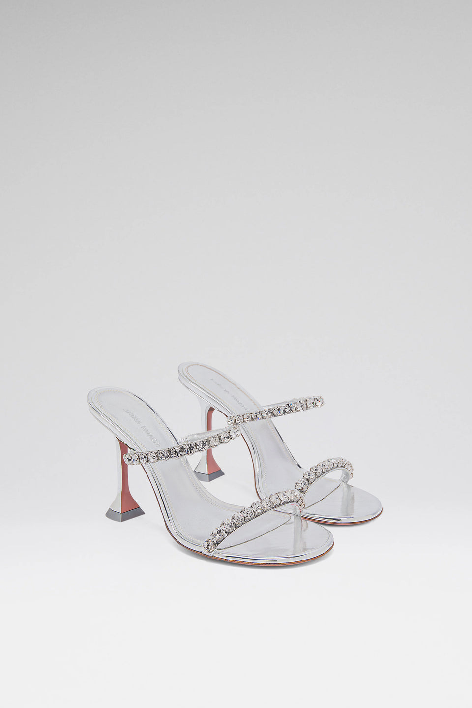 Gigi Slipper 95 Silver Mirror And White Crystals
