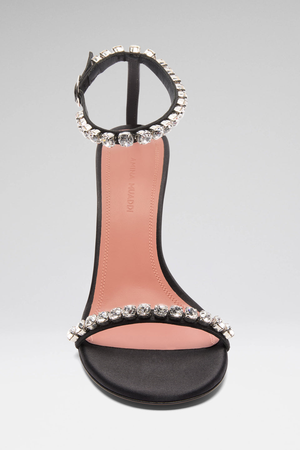 Gigi Sandal 95 Black Satin And White Crystals