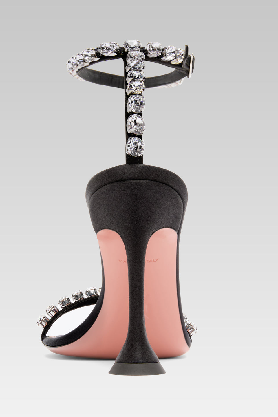 Gigi Sandal 95 Black Satin And White Crystals