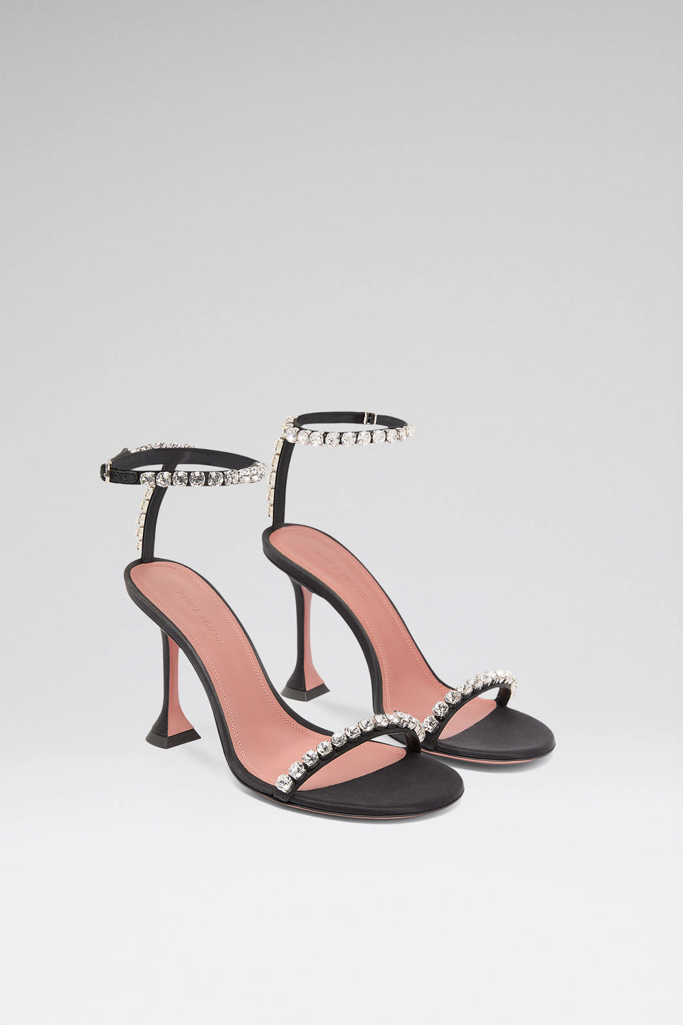 Gigi Sandal 95 Black Satin And White Crystals