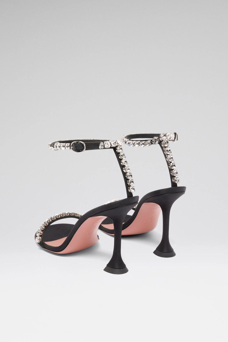 Gigi Sandal 95 Black Satin And White Crystals