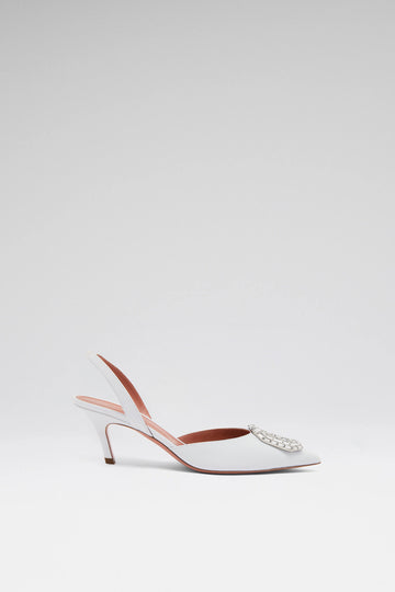 Camelia Sling 60 White Nappa And White Buckle