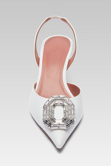 Camelia Sling 60 White Nappa And White Buckle