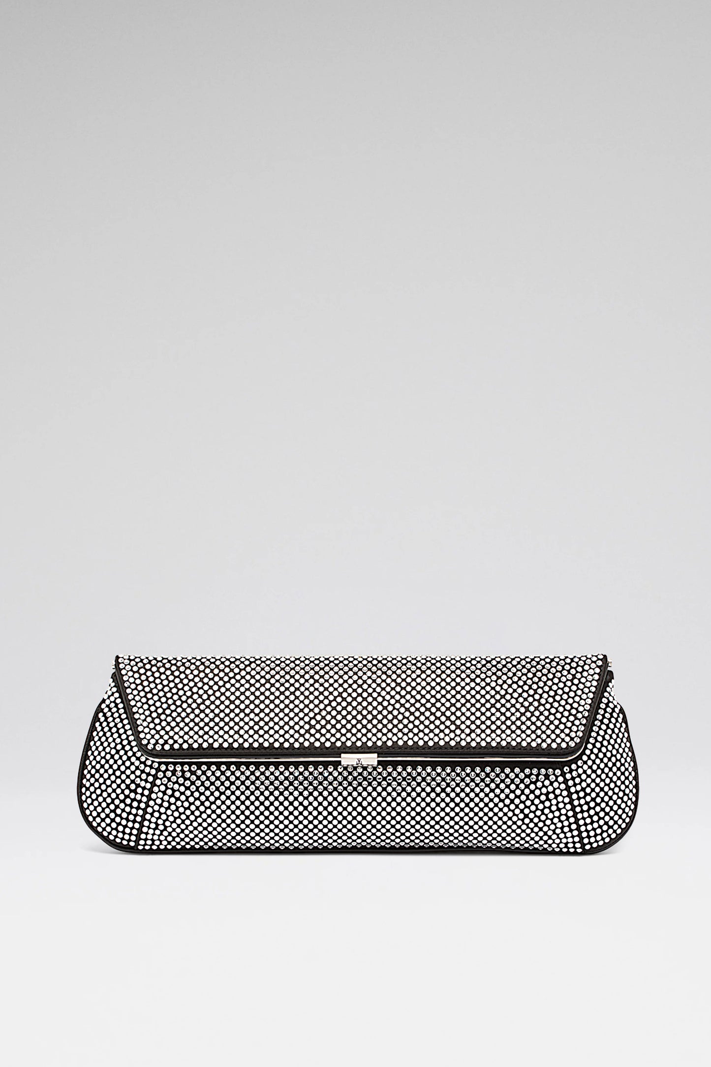 Ami Clutch Crystal Black Satin And White Crystals