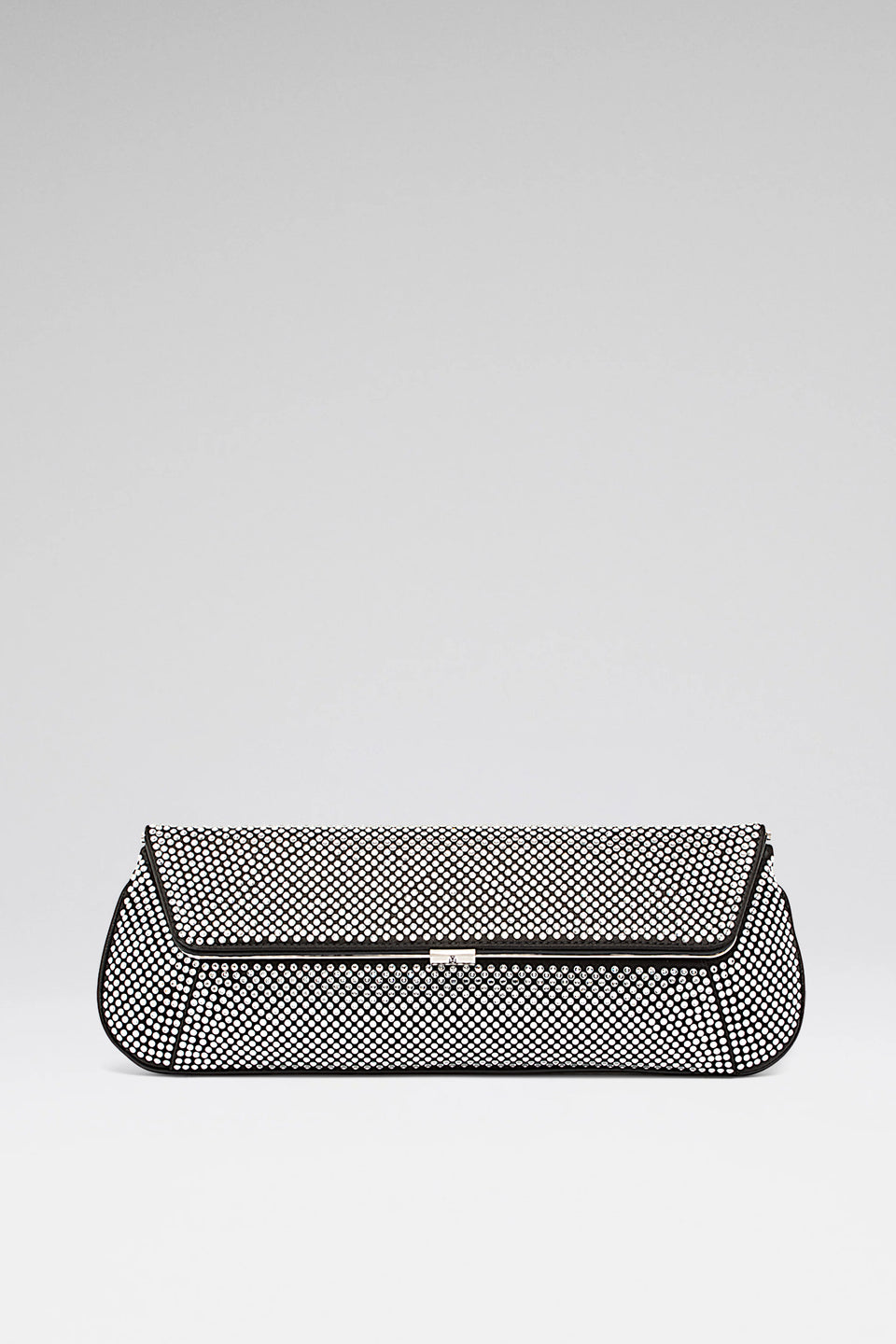Ami Clutch Crystal Black Satin And White Crystals