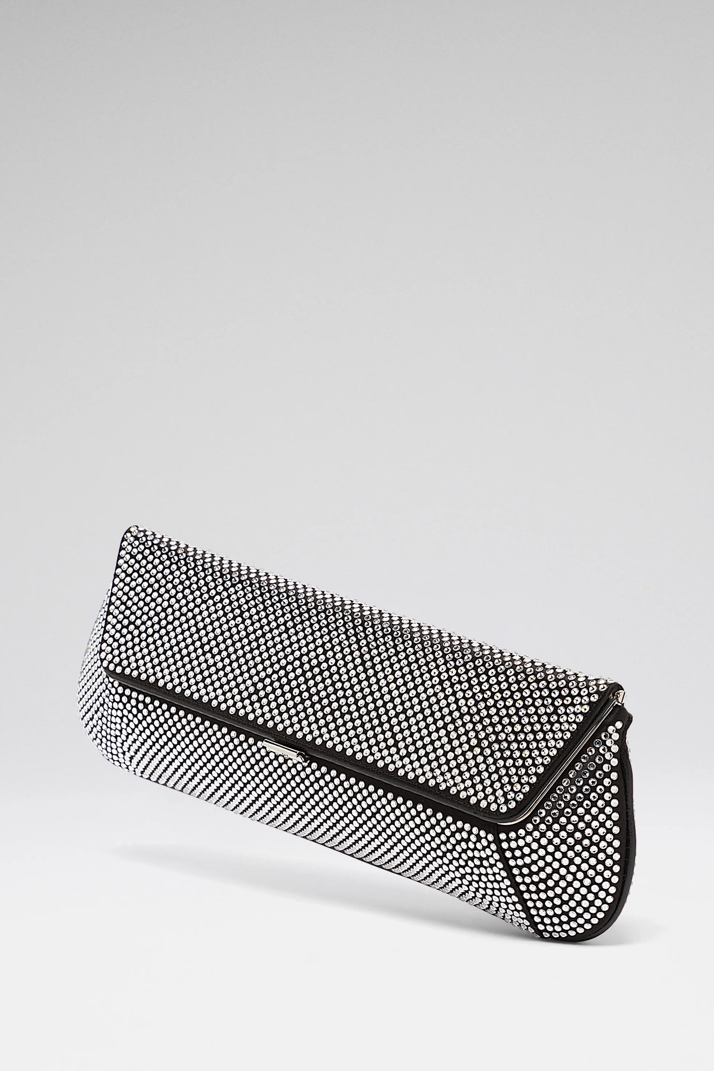 Ami Clutch Crystal Black Satin And White Crystals