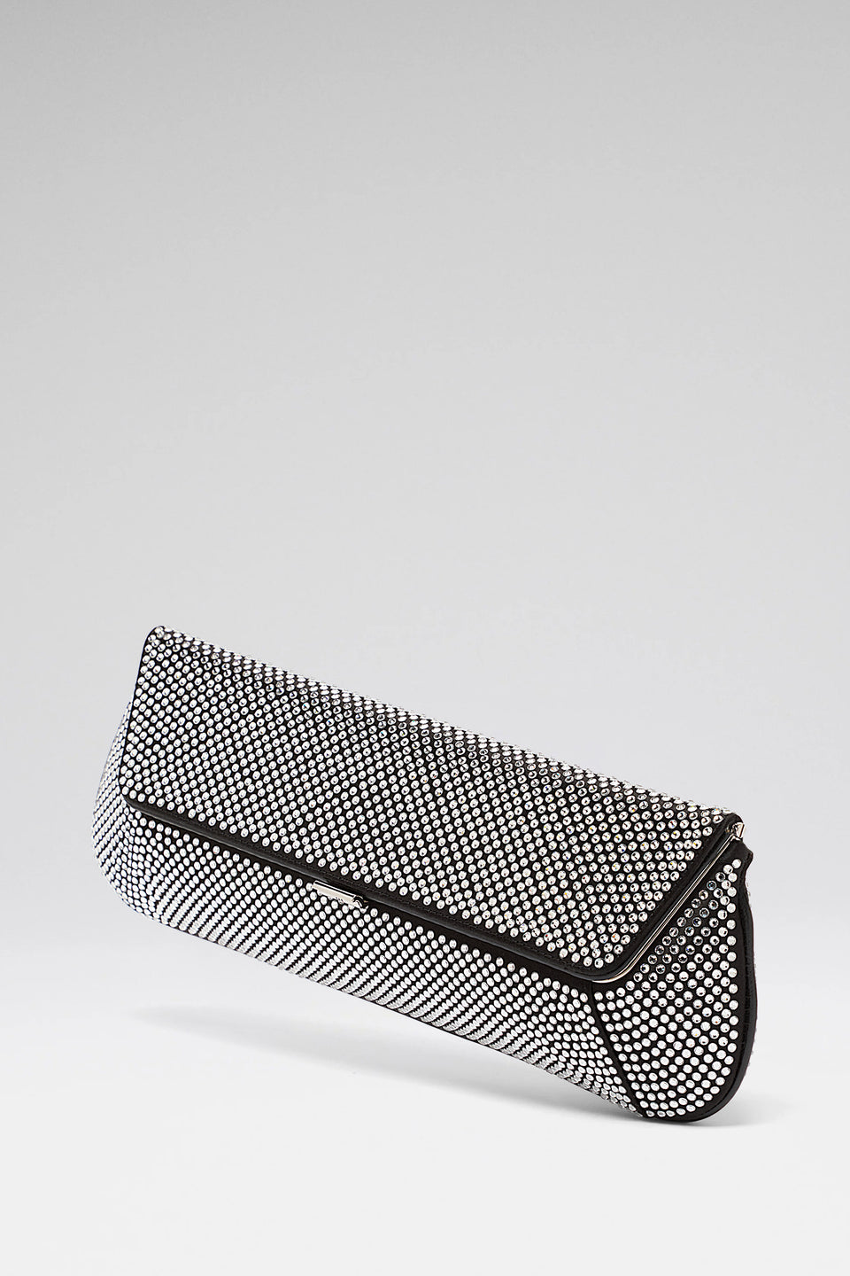 Ami Clutch Crystal Black Satin And White Crystals