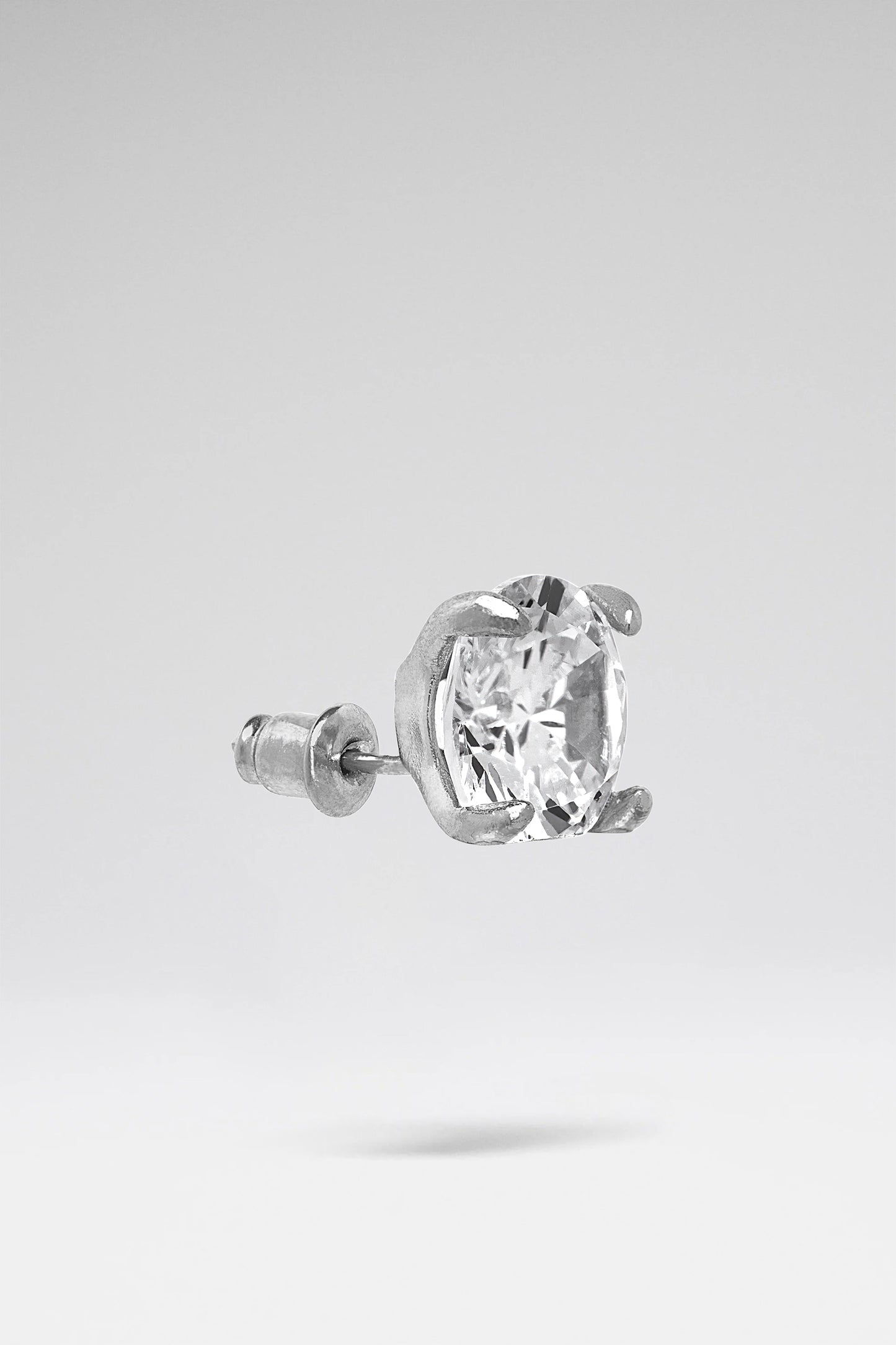 Silver Base Example Gigi Earring Stud With White Crystal And Silver Base