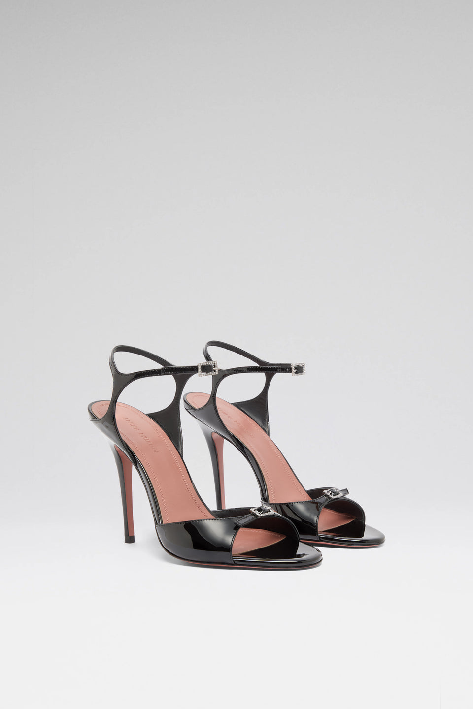Adut Sandal 105 Black Patent And White Crystal Buckle    