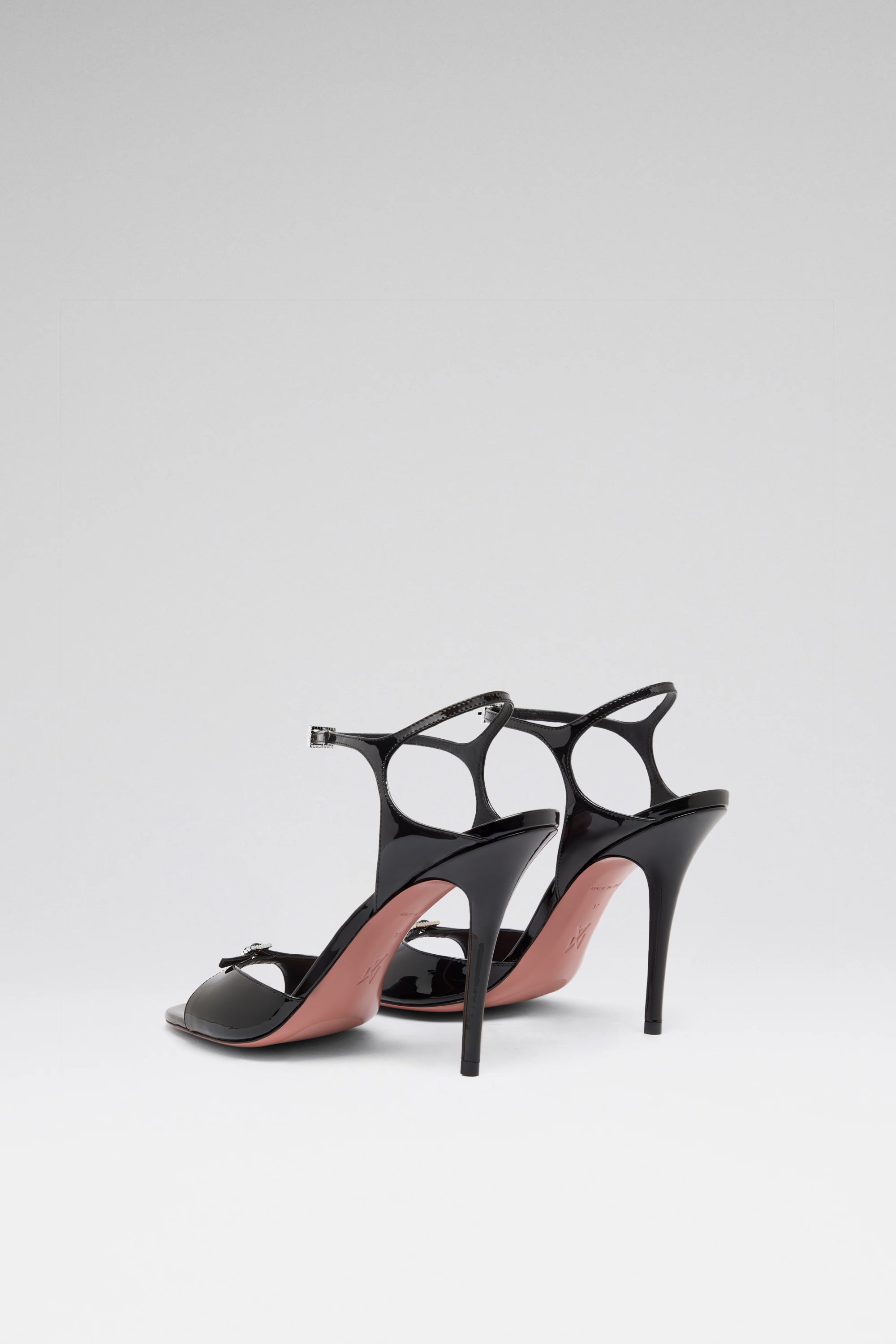 サンダル・ミュール AMINA MUADDI Black Leather Adut Sandals Adut Sandal 105 Black Patent And White Crystal Buckle
