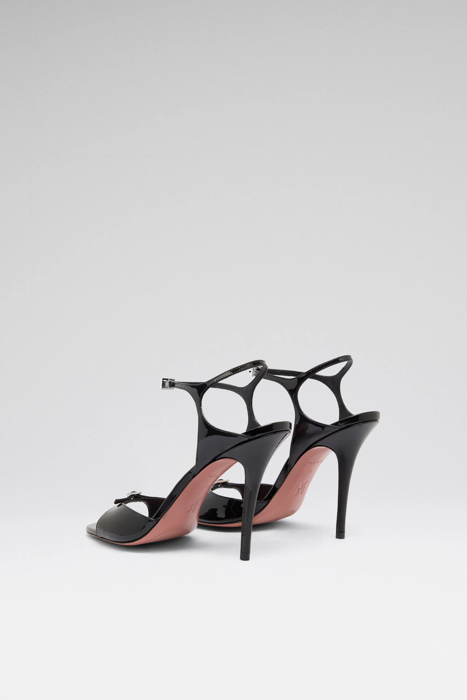Adut Sandal 105 Black Patent And White Crystal Buckle    