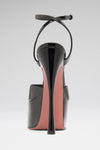 Aya Platform Sandal 155 Black Patent And Silver Buckle