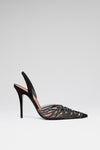 Lori Crystal Sling 105 Black Suede And White Crystals