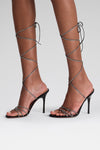 Lori Crystal Lace Up 95 Black Suede And White Crystals