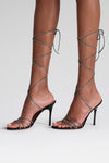 Lori Crystal Lace Up 95 Black Suede And White Crystals