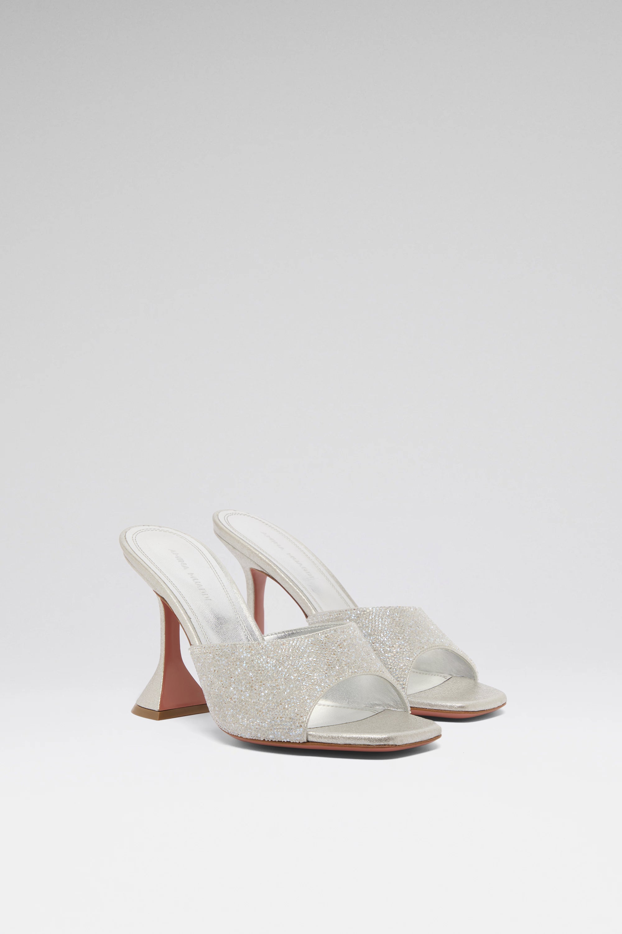 Lupita Crystal Dust Slipper Silver Satin And White Crystals