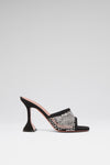 Lupita Crystal Net Slipper Black Suede And White Crystals