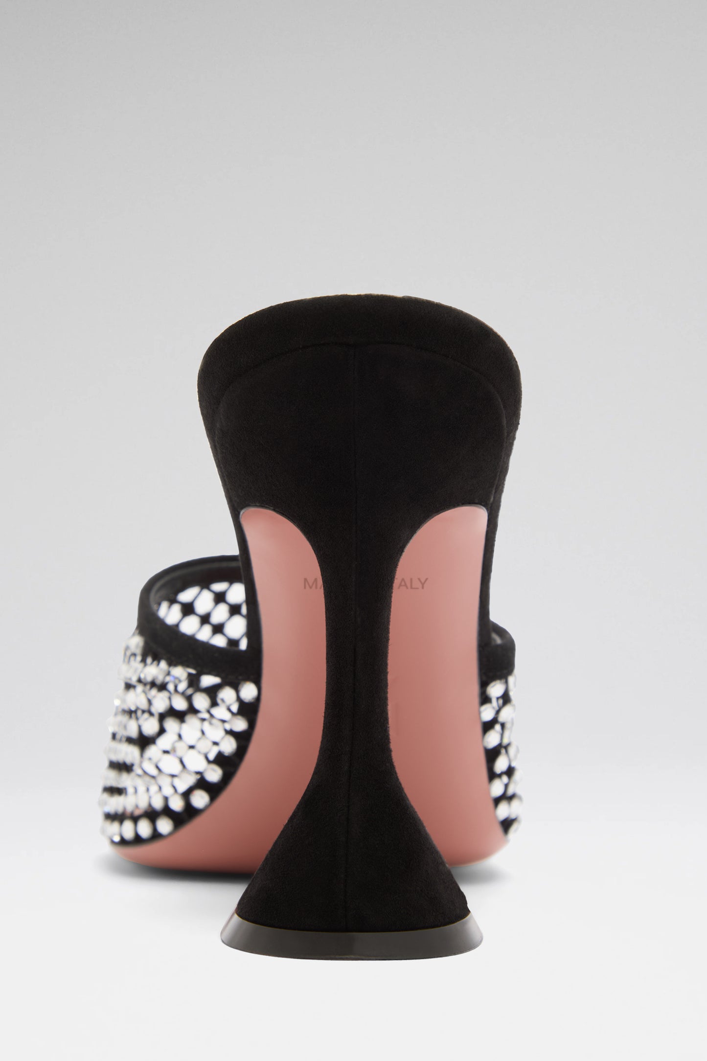 Lupita Crystal Net Slipper Black Suede And White Crystals