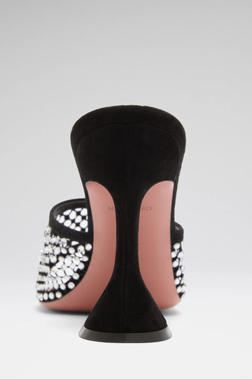 Lupita Crystal Net Slipper Black Suede And White Crystals