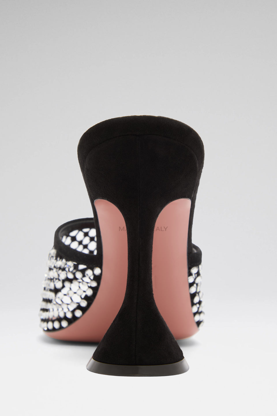 Lupita Crystal Net Slipper Black Suede And White Crystals