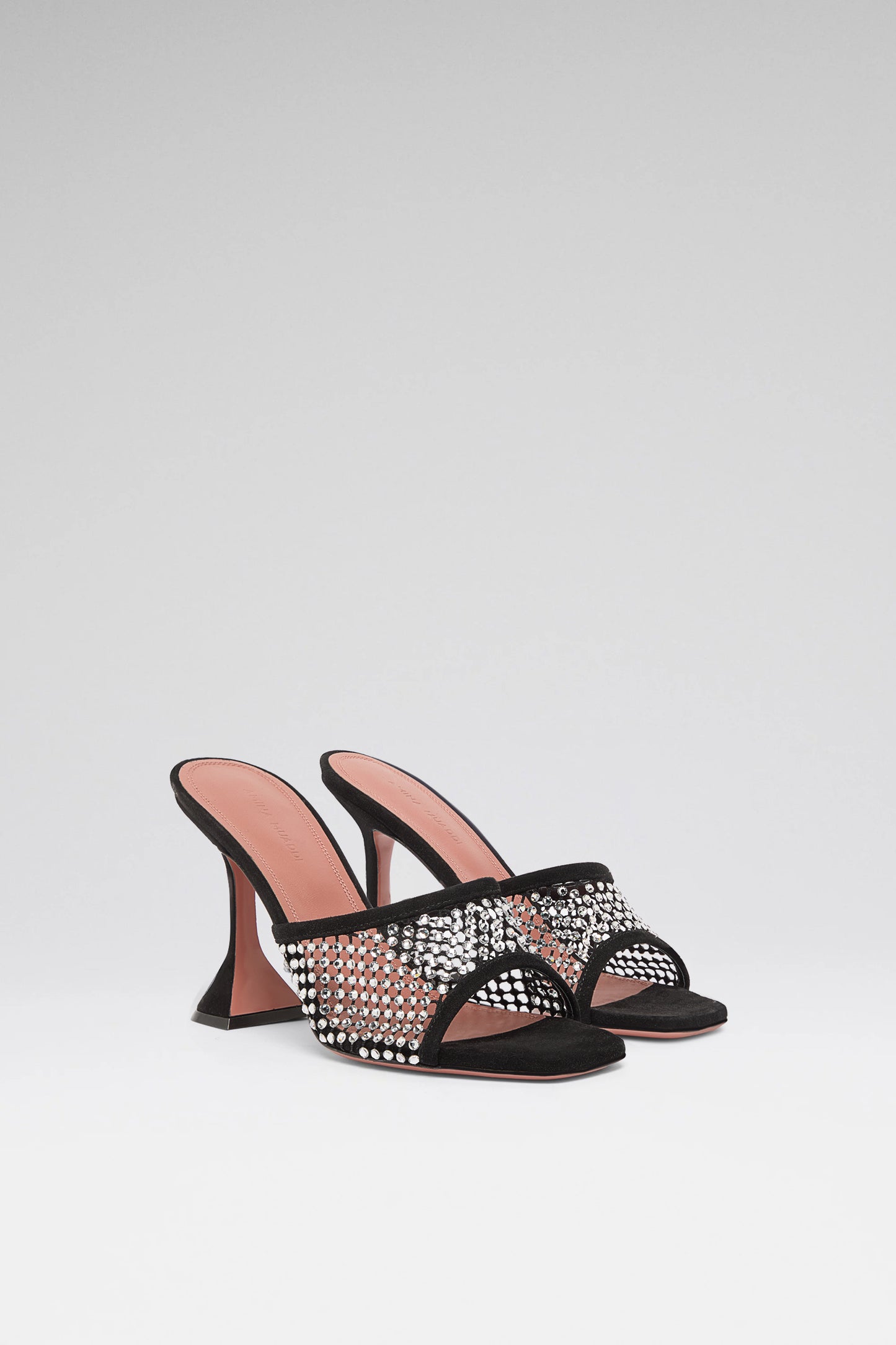 Lupita Crystal Net Slipper Black Suede And White Crystals